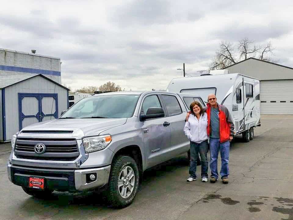 Mike and Dora with new truck and trailer